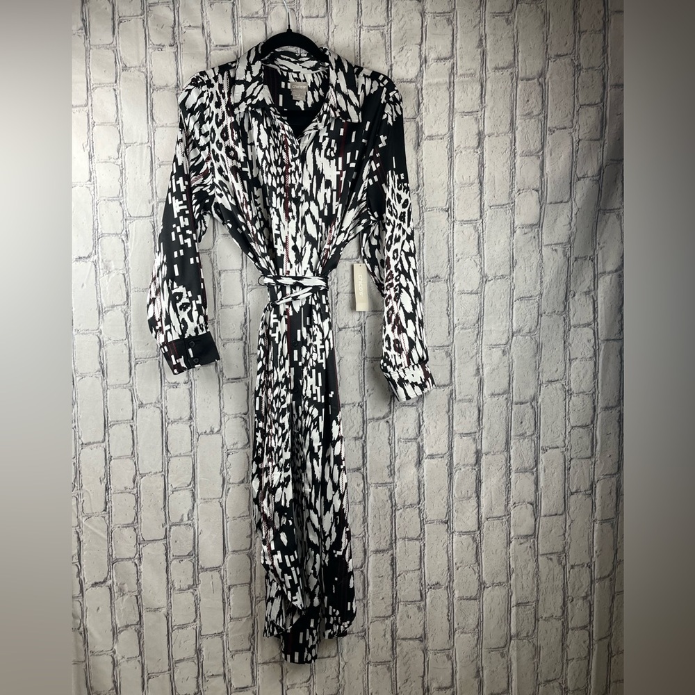 Chicos Size:2 U.S.12/14 Women Animal Bands Maxi Shirt Dress